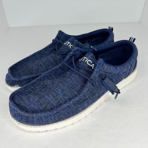 Nautica Mens Rushford Navy Blue Slip On Textile Lightweight Size 9.5 Loafers - Picture 1 of 9